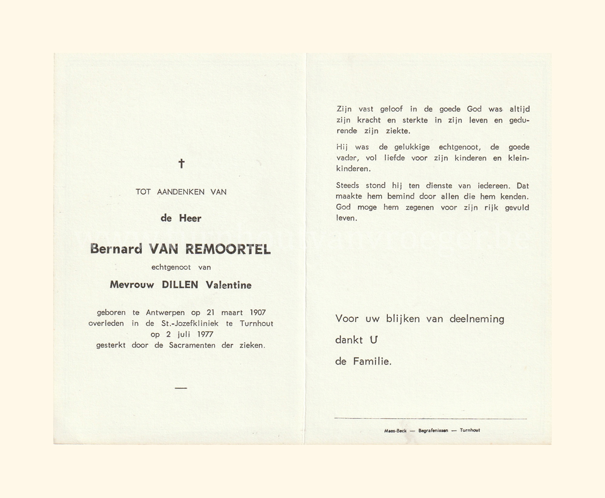 Turnhout van Vroeger Familie Van Remoortel